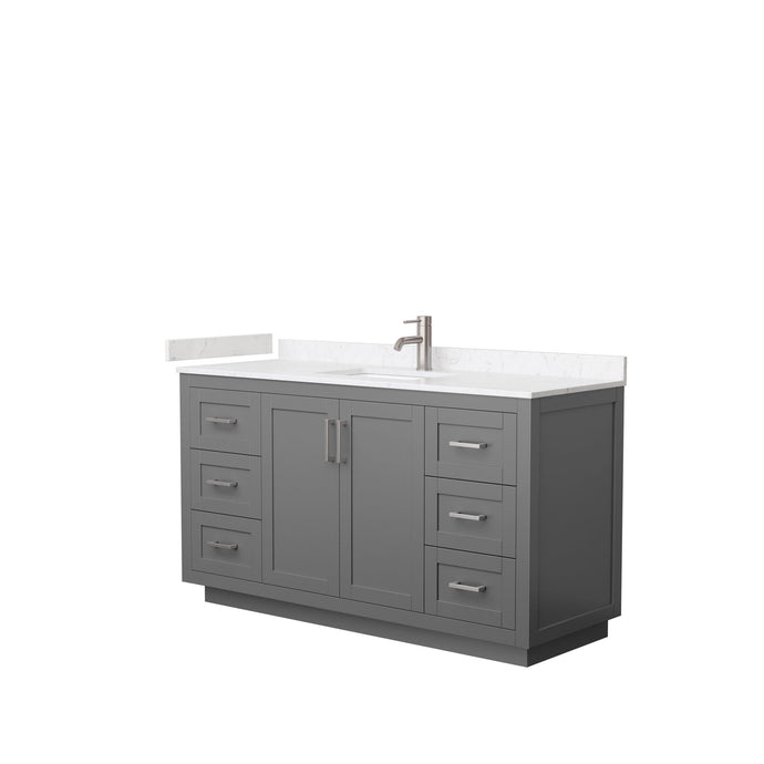 Wyndham Collection Vanity Wyndham Collection WCF292960SKGC2UNSMXX Miranda 60 Inch Single Bathroom Vanity in Dark Gray, Light-Vein Carrara Cultured Marble Countertop, Undermount Square Sink, Brushed Nickel Trim