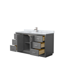 Load image into Gallery viewer, Wyndham Collection Vanity Wyndham Collection WCF292960SKGCMUNSMXX Miranda 60 Inch Single Bathroom Vanity in Dark Gray, White Carrara Marble Countertop, Undermount Square Sink, Brushed Nickel Trim