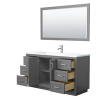 Load image into Gallery viewer, Wyndham Collection WCF292960SKGK1INTM58 Miranda 60 Inch Single Bathroom Vanity in Dark Gray, 1.25 Inch Thick Matte White Solid Surface Countertop, Integrated Sink, Brushed Nickel Trim, 58 Inch Mirror