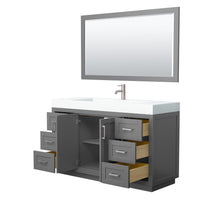 Load image into Gallery viewer, Wyndham Collection Vanity Wyndham Collection WCF292960SKGK4INTM58 Miranda 60 Inch Single Bathroom Vanity in Dark Gray, 4 Inch Thick Matte White Solid Surface Countertop, Integrated Sink, Brushed Nickel Trim, 58 Inch Mirror