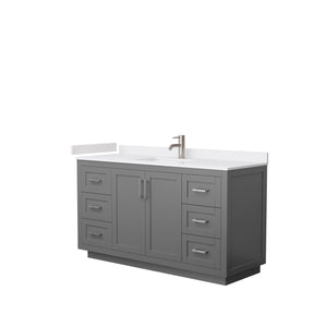 Wyndham Collection Vanity Wyndham Collection WCF292960SKGWCUNSMXX Miranda 60 Inch Single Bathroom Vanity in Dark Gray, White Cultured Marble Countertop, Undermount Square Sink, Brushed Nickel Trim