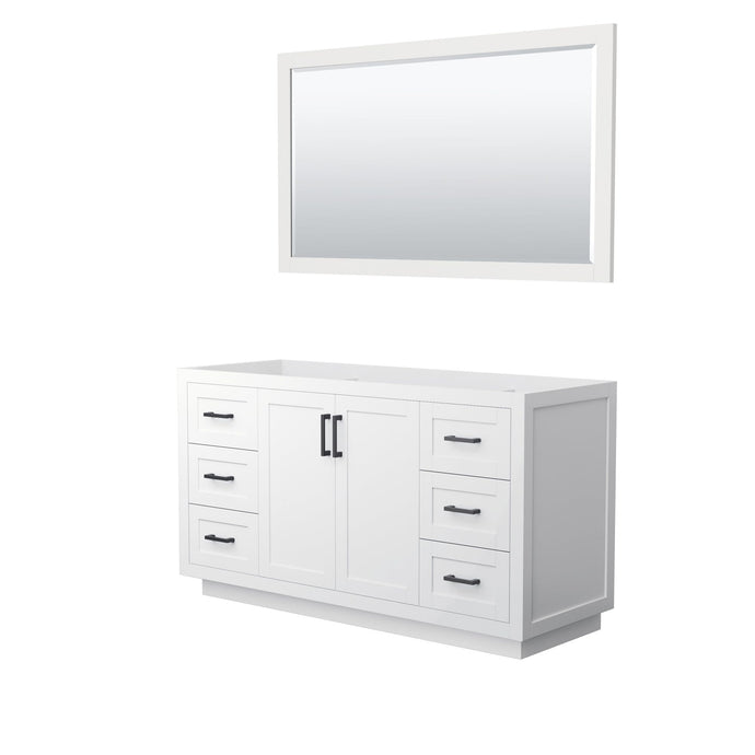 Wyndham Collection Vanity Wyndham Collection WCF292960SWBCXSXXM58 Miranda 60 Inch Single Bathroom Vanity in White, No Countertop, No Sink, Matte Black Trim, 58 Inch Mirror