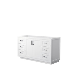 Wyndham Collection Vanity Wyndham Collection WCF292960SWBCXSXXMXX Miranda 60 Inch Single Bathroom Vanity in White, No Countertop, No Sink, Matte Black Trim