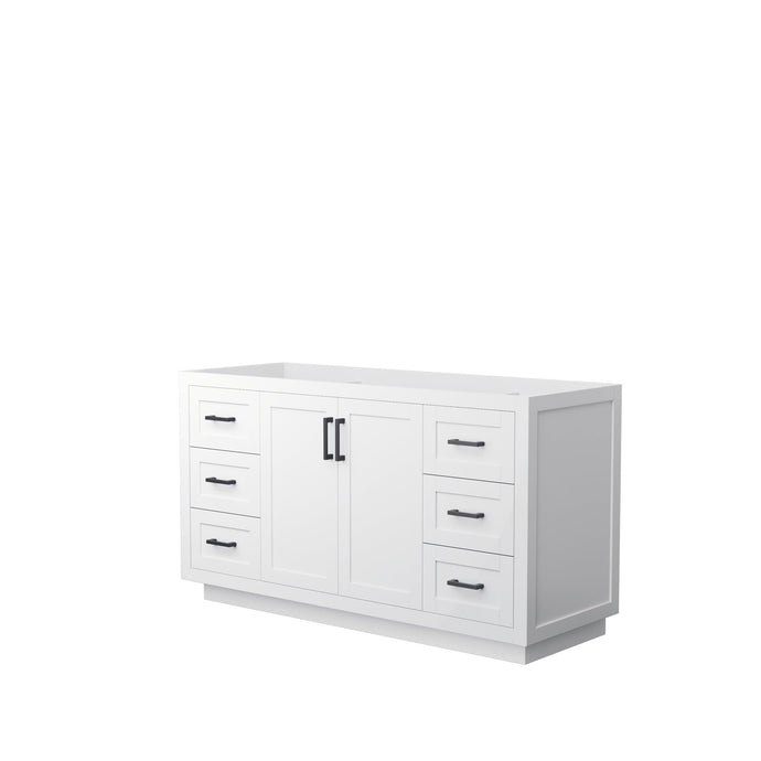Wyndham Collection Vanity Wyndham Collection WCF292960SWBCXSXXMXX Miranda 60 Inch Single Bathroom Vanity in White, No Countertop, No Sink, Matte Black Trim