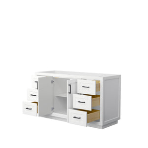 Wyndham Collection Vanity Wyndham Collection WCF292960SWBCXSXXMXX Miranda 60 Inch Single Bathroom Vanity in White, No Countertop, No Sink, Matte Black Trim