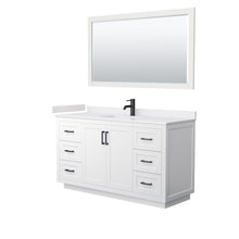 Load image into Gallery viewer, Wyndham Collection Vanity Wyndham Collection WCF292960SWBWCUNSM58 Miranda 60 Inch Single Bathroom Vanity in White, White Cultured Marble Countertop, Undermount Square Sink, Matte Black Trim, 58 Inch Mirror