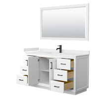 Load image into Gallery viewer, Wyndham Collection Vanity Wyndham Collection WCF292960SWBWCUNSM58 Miranda 60 Inch Single Bathroom Vanity in White, White Cultured Marble Countertop, Undermount Square Sink, Matte Black Trim, 58 Inch Mirror