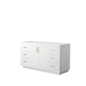 Wyndham Collection Vanity Wyndham Collection WCF292960SWGCXSXXMXX Miranda 60 Inch Single Bathroom Vanity in White, No Countertop, No Sink, Brushed Gold Trim