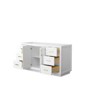 Wyndham Collection WCF292960SWGCXSXXMXX Miranda 60 Inch Single Bathroom Vanity in White, No Countertop, No Sink, Brushed Gold Trim
