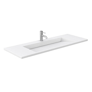 Wyndham Collection Vanity Wyndham Collection WCF292960SWGK1INTM58 Miranda 60 Inch Single Bathroom Vanity in White, 1.25 Inch Thick Matte White Solid Surface Countertop, Integrated Sink, Brushed Gold Trim, 58 Inch Mirror