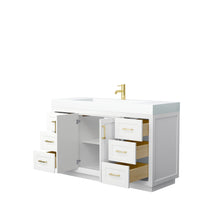 Load image into Gallery viewer, Wyndham Collection Vanity Wyndham Collection WCF292960SWGK4INTMXX Miranda 60 Inch Single Bathroom Vanity in White, 4 Inch Thick Matte White Solid Surface Countertop, Integrated Sink, Brushed Gold Trim