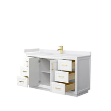 Load image into Gallery viewer, Wyndham Collection Vanity Wyndham Collection WCF292960SWGWCUNSMXX Miranda 60 Inch Single Bathroom Vanity in White, White Cultured Marble Countertop, Undermount Square Sink, Brushed Gold Trim