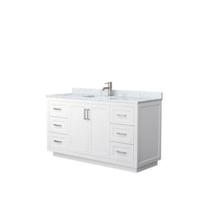 Load image into Gallery viewer, Wyndham Collection Vanity Wyndham Collection WCF292960SWHCMUNSMXX Miranda 60 Inch Single Bathroom Vanity in White, White Carrara Marble Countertop, Undermount Square Sink, Brushed Nickel Trim
