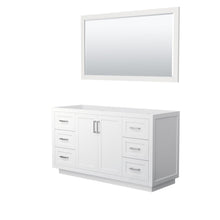 Load image into Gallery viewer, Wyndham Collection Vanity Wyndham Collection WCF292960SWHCXSXXM58 Miranda 60 Inch Single Bathroom Vanity in White, No Countertop, No Sink, Brushed Nickel Trim, 58 Inch Mirror