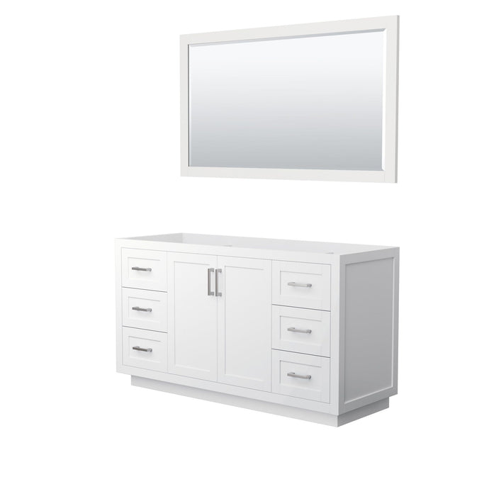 Wyndham Collection Vanity Wyndham Collection WCF292960SWHCXSXXM58 Miranda 60 Inch Single Bathroom Vanity in White, No Countertop, No Sink, Brushed Nickel Trim, 58 Inch Mirror