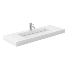 Load image into Gallery viewer, Wyndham Collection Vanity Wyndham Collection WCF292960SWHK4INTM58 Miranda 60 Inch Single Bathroom Vanity in White, 4 Inch Thick Matte White Solid Surface Countertop, Integrated Sink, Brushed Nickel Trim, 58 Inch Mirror