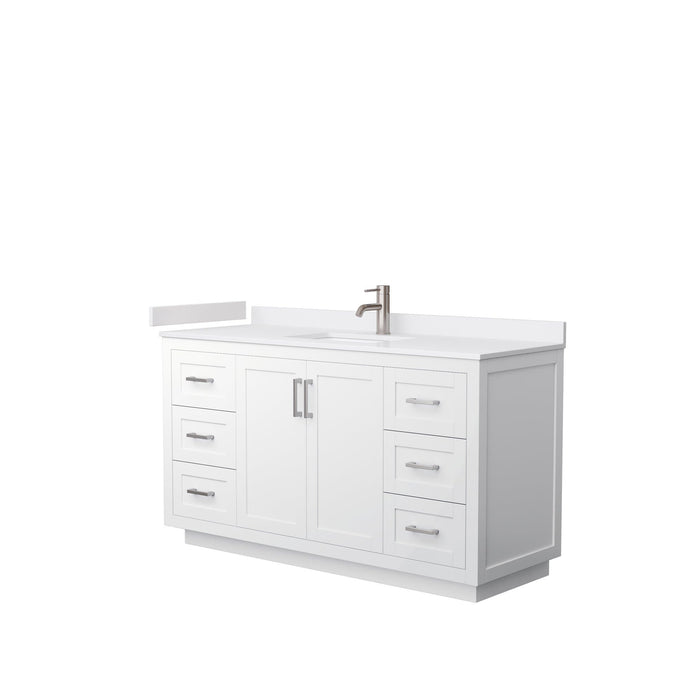 Wyndham Collection Vanity Wyndham Collection WCF292960SWHWCUNSMXX Miranda 60 Inch Single Bathroom Vanity in White, White Cultured Marble Countertop, Undermount Square Sink, Brushed Nickel Trim