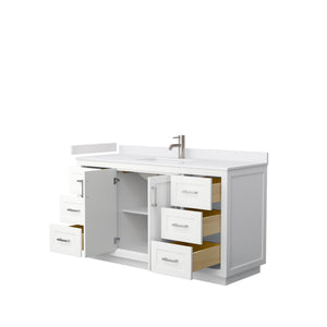 Wyndham Collection Vanity Wyndham Collection WCF292960SWHWCUNSMXX Miranda 60 Inch Single Bathroom Vanity in White, White Cultured Marble Countertop, Undermount Square Sink, Brushed Nickel Trim