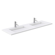 Load image into Gallery viewer, Wyndham Collection Vanity Wyndham Collection WCF292972DBNK1INTM70 Miranda 72 Inch Double Bathroom Vanity in Dark Blue, 1.25 Inch Thick Matte White Solid Surface Countertop, Integrated Sinks, Brushed Nickel Trim, 70 Inch Mirror