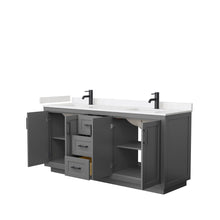 Load image into Gallery viewer, Wyndham Collection Vanity Wyndham Collection WCF292972DGBC2UNSMXX Miranda 72 Inch Double Bathroom Vanity in Dark Gray, Light-Vein Carrara Cultured Marble Countertop, Undermount Square Sinks, Matte Black Trim