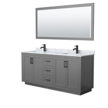 Load image into Gallery viewer, Wyndham Collection Vanity Wyndham Collection WCF292972DGBCMUNSM70 Miranda 72 Inch Double Bathroom Vanity in Dark Gray, White Carrara Marble Countertop, Undermount Square Sinks, Matte Black Trim, 70 Inch Mirror