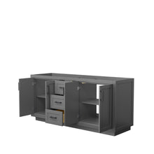 Load image into Gallery viewer, Wyndham Collection Vanity Wyndham Collection WCF292972DGBCXSXXMXX Miranda 72 Inch Double Bathroom Vanity in Dark Gray, No Countertop, No Sink, Matte Black Trim