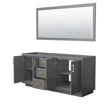 Load image into Gallery viewer, Wyndham Collection Vanity Wyndham Collection WCF292972DGGCXSXXM70 Miranda 72 Inch Double Bathroom Vanity in Dark Gray, No Countertop, No Sink, Brushed Gold Trim, 70 Inch Mirror