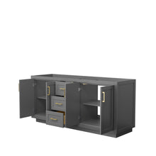 Load image into Gallery viewer, Wyndham Collection Vanity Wyndham Collection WCF292972DGGCXSXXMXX Miranda 72 Inch Double Bathroom Vanity in Dark Gray, No Countertop, No Sink, Brushed Gold Trim