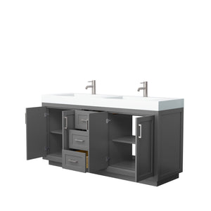 Wyndham Collection Vanity Wyndham Collection WCF292972DKGK4INTMXX Miranda 72 Inch Double Bathroom Vanity in Dark Gray, 4 Inch Thick Matte White Solid Surface Countertop, Integrated Sinks, Brushed Nickel Trim
