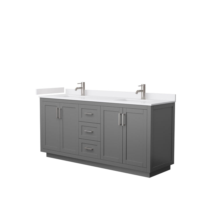 Wyndham Collection Vanity Wyndham Collection WCF292972DKGWCUNSMXX Miranda 72 Inch Double Bathroom Vanity in Dark Gray, White Cultured Marble Countertop, Undermount Square Sinks, Brushed Nickel Trim