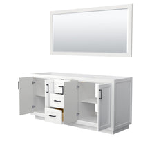 Load image into Gallery viewer, Wyndham Collection Vanity Wyndham Collection WCF292972DWBCXSXXM70 Miranda 72 Inch Double Bathroom Vanity in White, No Countertop, No Sink, Matte Black Trim, 70 Inch Mirror