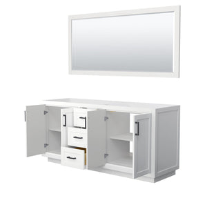 Wyndham Collection Vanity Wyndham Collection WCF292972DWBCXSXXM70 Miranda 72 Inch Double Bathroom Vanity in White, No Countertop, No Sink, Matte Black Trim, 70 Inch Mirror