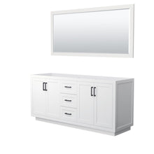 Load image into Gallery viewer, Wyndham Collection Vanity Wyndham Collection WCF292972DWBCXSXXM70 Miranda 72 Inch Double Bathroom Vanity in White, No Countertop, No Sink, Matte Black Trim, 70 Inch Mirror