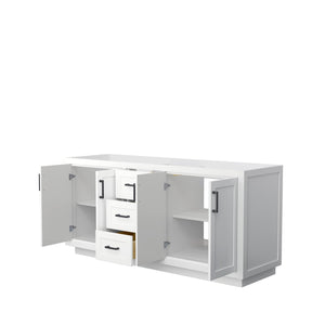 Wyndham Collection Vanity Wyndham Collection WCF292972DWBCXSXXMXX Miranda 72 Inch Double Bathroom Vanity in White, No Countertop, No Sink, Matte Black Trim