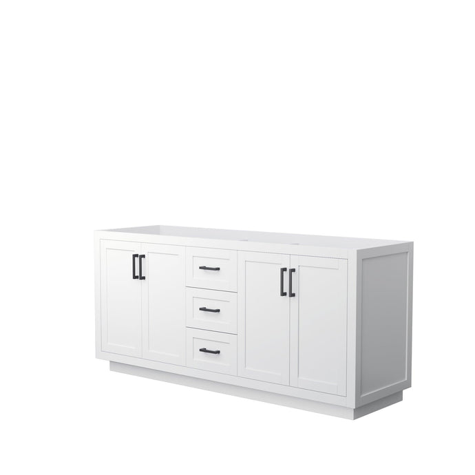 Wyndham Collection Vanity Wyndham Collection WCF292972DWBCXSXXMXX Miranda 72 Inch Double Bathroom Vanity in White, No Countertop, No Sink, Matte Black Trim