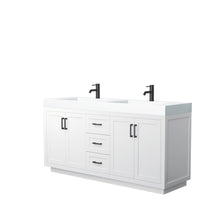 Load image into Gallery viewer, Wyndham Collection Vanity Wyndham Collection WCF292972DWBK4INTMXX Miranda 72 Inch Double Bathroom Vanity in White, 4 Inch Thick Matte White Solid Surface Countertop, Integrated Sinks, Matte Black Trim