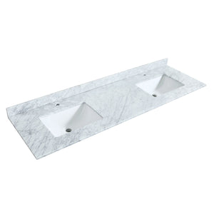 Wyndham Collection Vanity Wyndham Collection WCF292972DWGCMUNSMXX Miranda 72 Inch Double Bathroom Vanity in White, White Carrara Marble Countertop, Undermount Square Sinks, Brushed Gold Trim