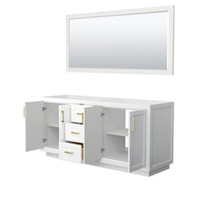 Load image into Gallery viewer, Wyndham Collection Vanity Wyndham Collection WCF292972DWGCXSXXM70 Miranda 72 Inch Double Bathroom Vanity in White, No Countertop, No Sink, Brushed Gold Trim, 70 Inch Mirror