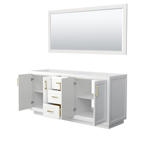 Wyndham Collection Vanity Wyndham Collection WCF292972DWGCXSXXM70 Miranda 72 Inch Double Bathroom Vanity in White, No Countertop, No Sink, Brushed Gold Trim, 70 Inch Mirror