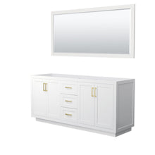 Load image into Gallery viewer, Wyndham Collection Vanity Wyndham Collection WCF292972DWGCXSXXM70 Miranda 72 Inch Double Bathroom Vanity in White, No Countertop, No Sink, Brushed Gold Trim, 70 Inch Mirror