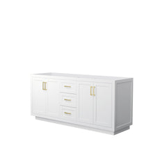 Load image into Gallery viewer, Wyndham Collection Vanity Wyndham Collection WCF292972DWGCXSXXMXX Miranda 72 Inch Double Bathroom Vanity in White, No Countertop, No Sink, Brushed Gold Trim