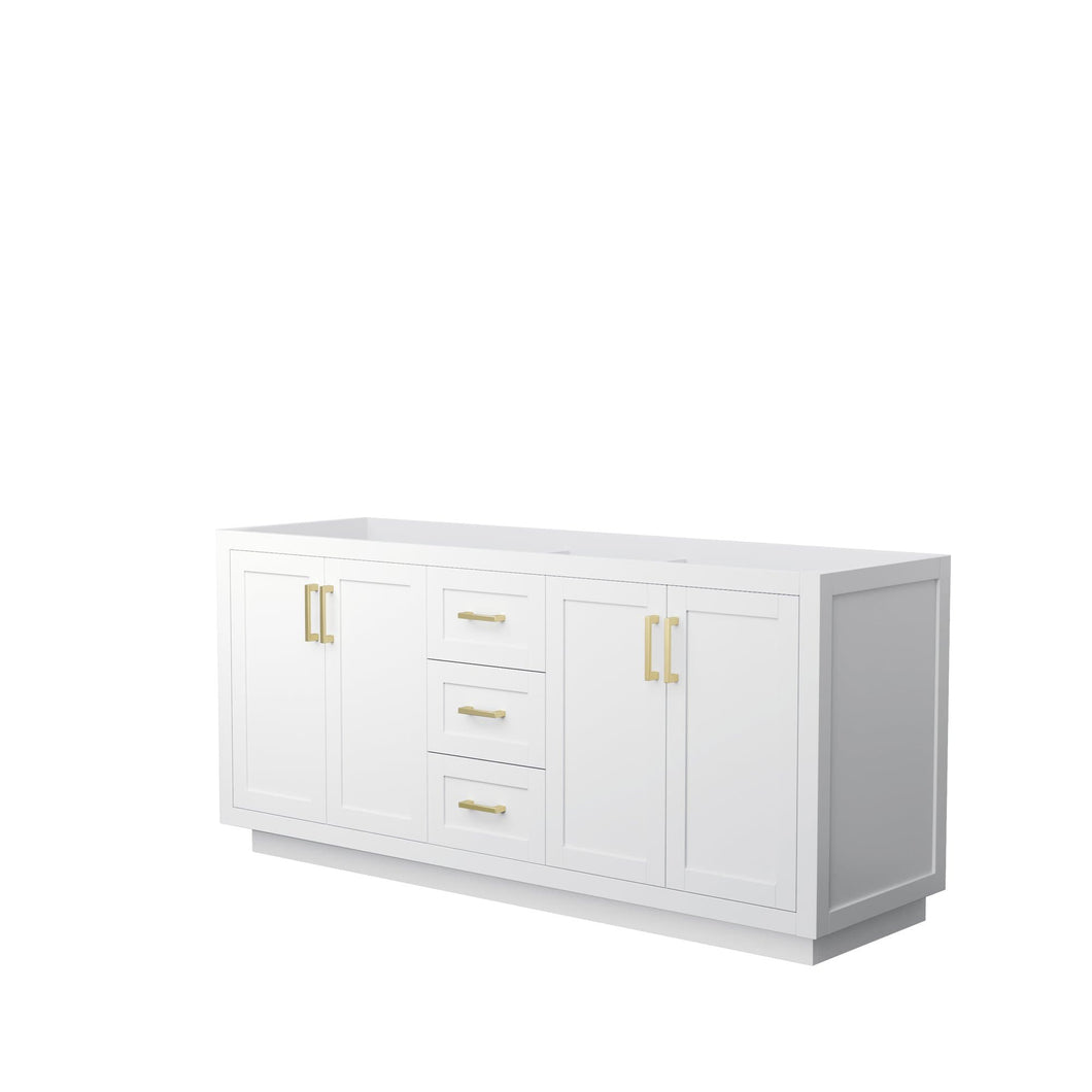 Wyndham Collection Vanity Wyndham Collection WCF292972DWGCXSXXMXX Miranda 72 Inch Double Bathroom Vanity in White, No Countertop, No Sink, Brushed Gold Trim