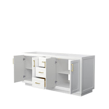 Load image into Gallery viewer, Wyndham Collection Vanity Wyndham Collection WCF292972DWGCXSXXMXX Miranda 72 Inch Double Bathroom Vanity in White, No Countertop, No Sink, Brushed Gold Trim