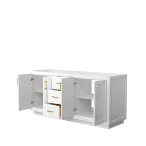 Wyndham Collection Vanity Wyndham Collection WCF292972DWGCXSXXMXX Miranda 72 Inch Double Bathroom Vanity in White, No Countertop, No Sink, Brushed Gold Trim