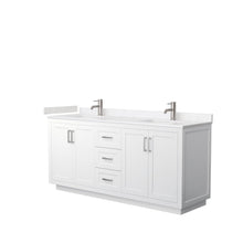 Load image into Gallery viewer, Wyndham Collection Vanity Wyndham Collection WCF292972DWHC2UNSMXX Miranda 72 Inch Double Bathroom Vanity in White, Light-Vein Carrara Cultured Marble Countertop, Undermount Square Sinks, Brushed Nickel Trim