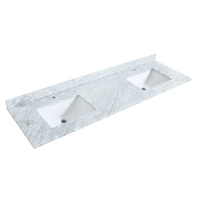 Load image into Gallery viewer, Wyndham Collection Vanity Wyndham Collection WCF292972DWHCMUNSMXX Miranda 72 Inch Double Bathroom Vanity in White, White Carrara Marble Countertop, Undermount Square Sinks, Brushed Nickel Trim