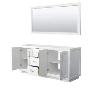 Wyndham Collection Vanity Wyndham Collection WCF292972DWHCXSXXM70 Miranda 72 Inch Double Bathroom Vanity in White, No Countertop, No Sink, Brushed Nickel Trim, 70 Inch Mirror