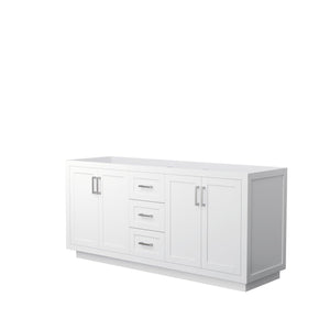 Wyndham Collection Vanity Wyndham Collection WCF292972DWHCXSXXMXX Miranda 72 Inch Double Bathroom Vanity in White, No Countertop, No Sink, Brushed Nickel Trim