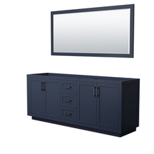 Load image into Gallery viewer, Wyndham Collection Vanity Wyndham Collection WCF292980DBBCXSXXM70 Miranda 80 Inch Double Bathroom Vanity in Dark Blue, No Countertop, No Sink, Matte Black Trim, 70 Inch Mirror