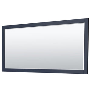 Wyndham Collection Vanity Wyndham Collection WCF292980DBBWCUNSM70 Miranda 80 Inch Double Bathroom Vanity in Dark Blue, White Cultured Marble Countertop, Undermount Square Sinks, Matte Black Trim, 70 Inch Mirror